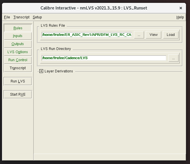LVS Dialog